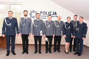 Uroczysta zbiórka z okazji powołania I Zastępcy Komendanta Powiatowego Policji  w Sanoku.