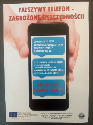Plakat zawierający ostrzeżenia jak nie dać się oszukać.